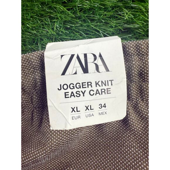 ZARA Jogger Knit Easy Care Pants XL Brown 0706/540 Slim Fit Stretch Trousers - Picture 4 of 10